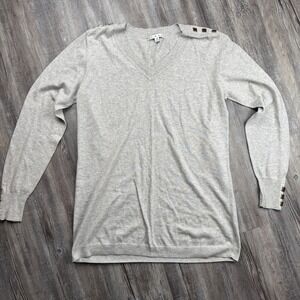 CAbi Women's Medium V-neck Gray Sweater Cotton